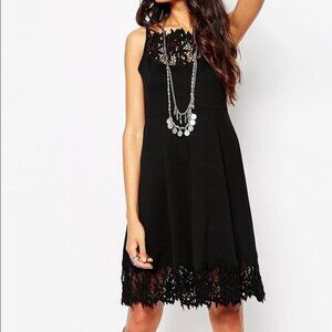 NWT Free People Forget Me Not Black Dress XS